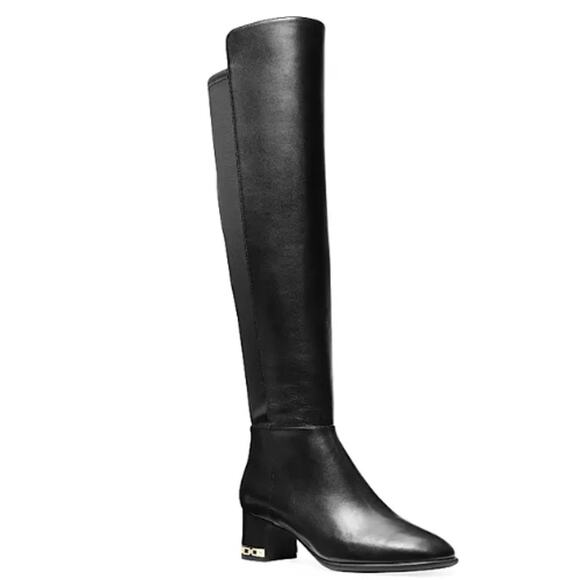 Michael Kors June Flex Tall Leather Boots in Black EUC Size 10 - Picture 1 of 9